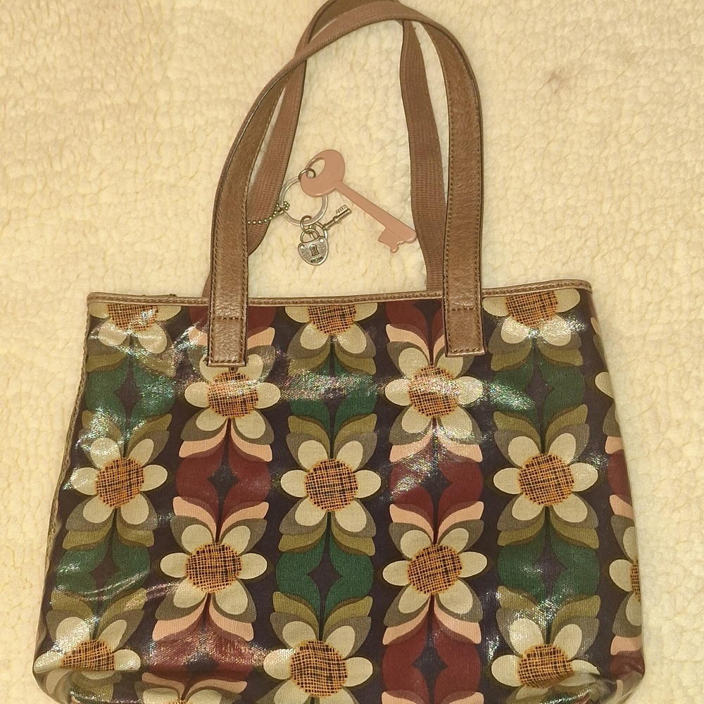 VINTAGE FOSSIL Key-Per Floral Handbag - Picture 4 of 15